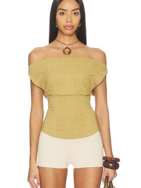 Free People Off-Shoulder Mustard Yellow Crop Top